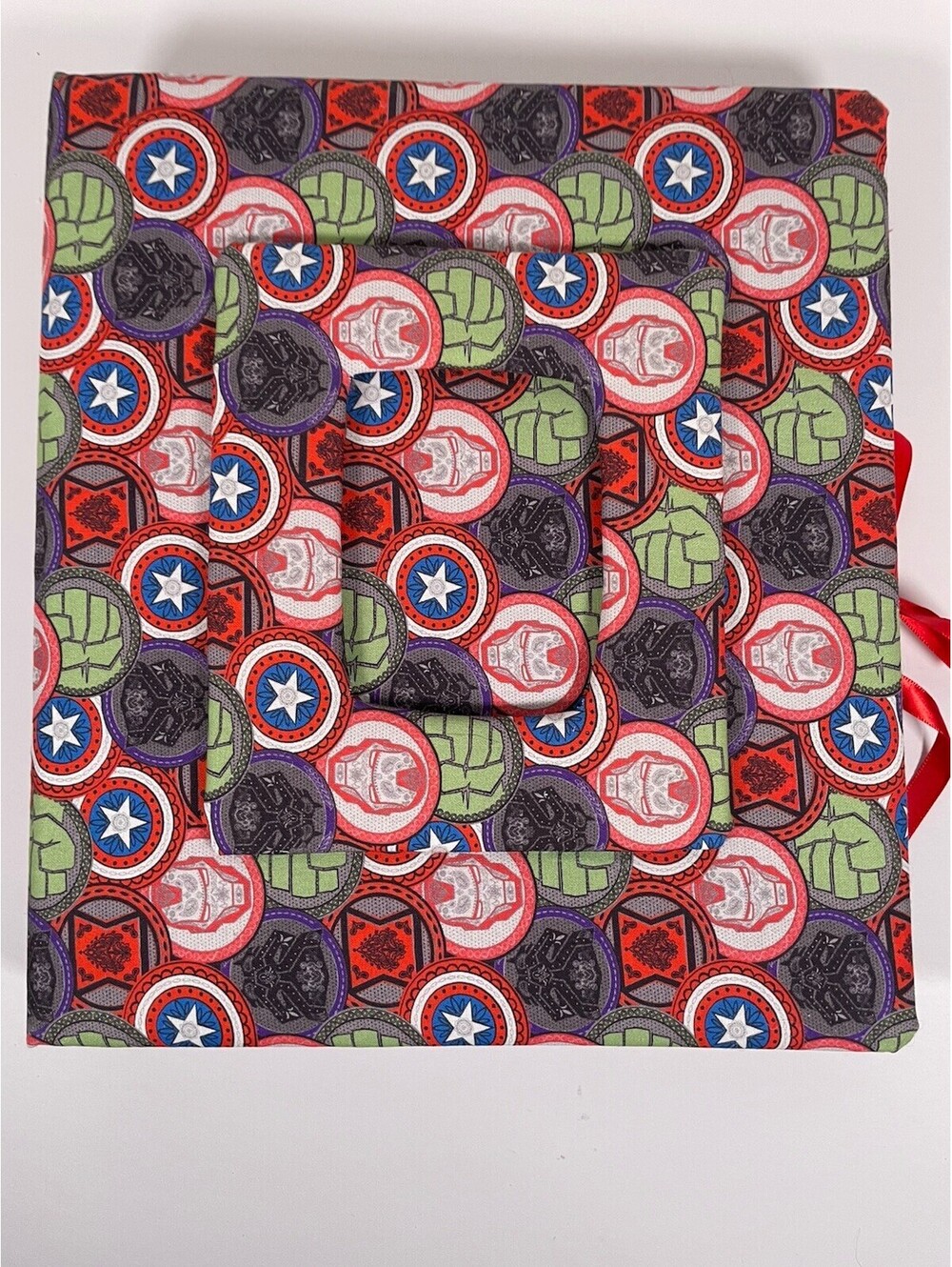 OOAK Marvel Avengers Fabric 3-Ring Binder Set Handmade Scrapbook Photo Album